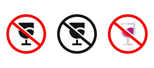 No Alcohol Sign Prohibited Alcoholic Beverages, stock vector