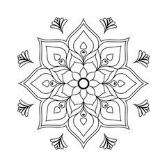 Simple mandala floral pattern for coloring page outline art design for decoration ornament