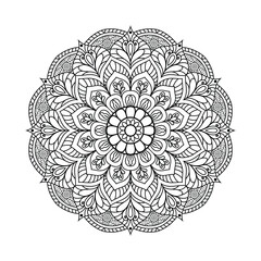 Intricate mandala floral pattern an outline art drawing for coloring, decoration, and design