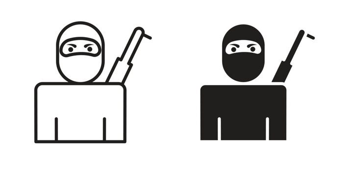 Terrorism icon set. minimal logotype web element pack.