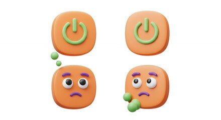 Cartoon digital icons various expressions