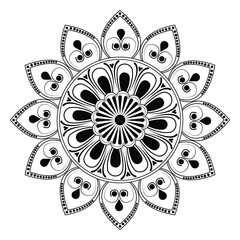 Intricate black and white floral mandala design