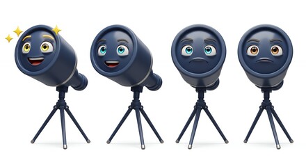 Cartoon telescopes with expressions