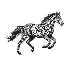 Obraz premium Graceful Horse Silhouette A decorative vector illustration of a stylized horse running. 