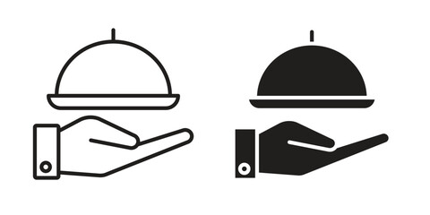 Fototapeta premium Restaurant Tray icon set. minimal logotype web element pack.