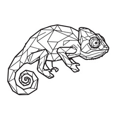 Geometric Chameleon Illustration Modern Polygonal Design with Abstract Reptile Concept