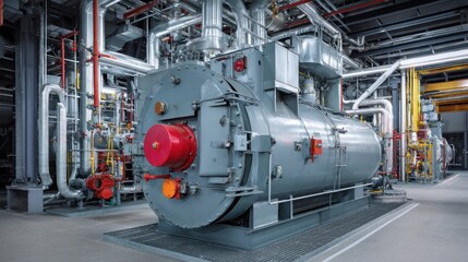 Industrial machinery and piping in large facility