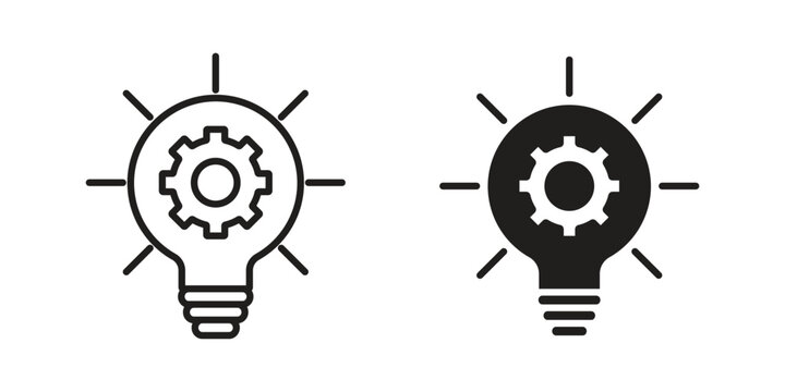 Implementation icon set. minimal logotype web element pack.