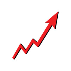 Growing business arrow icon PNG. Profit arrow, Upward Trend Indicator Red Arrow on White Background