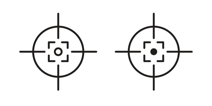 Gun target icon set. minimal logotype web element pack.