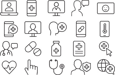Hand drawn medical icon set with vector symbols for web design and business use