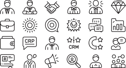 Fototapeta premium Business icons depicting people communication and success handshake briefcase