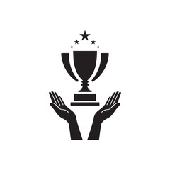 Charity and philanthropy concept. Hight quality sign drawn Suitable for web sites, stores, internet shops, banners etc. Line icon of star inside of goblet over opened hands