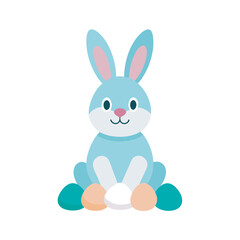 Fototapeta premium vector flat color cute Easter bunny sitting