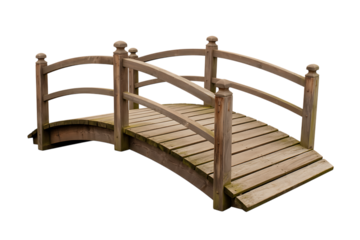 Wooden garden bridge isolated on transparent background