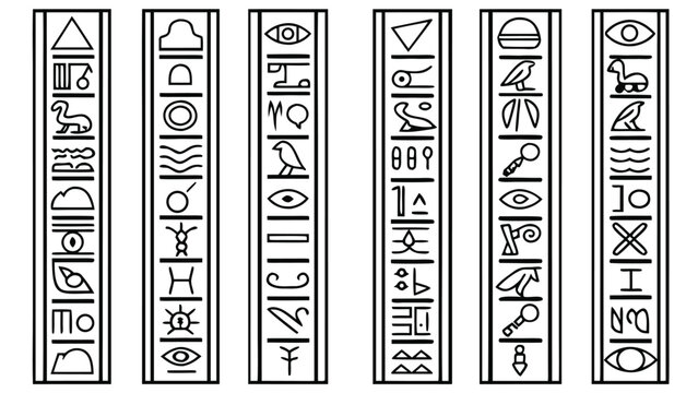 Ancient  hieroglyphs on vertical columns