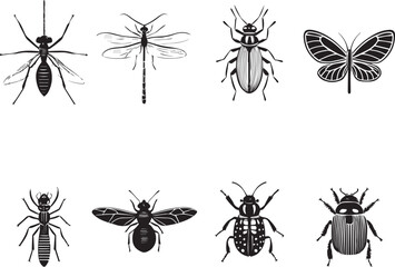 set of insects silhouettes