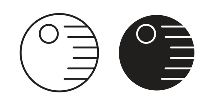 Death star icon set. minimal logotype web element pack.