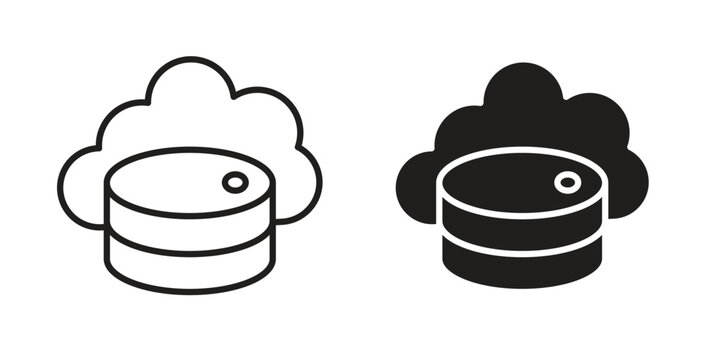 Cloud server icon set. minimal logotype web element pack.