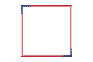 American flag theme style rectangular square frame or border red stripe blue white star template emblem USA  for red blue for document, invitation decorative 4th July and patriotic celebrations