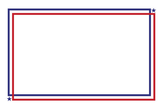 American flag theme style rectangular square frame or border red stripe blue white star template emblem USA  for red blue for document, invitation decorative 4th July and patriotic celebrations