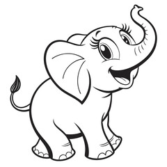 Fototapeta premium Cute cartoon baby elephant isolated on white background