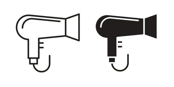 Blow dryer icon set. minimal logotype web element pack.