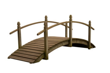 Wooden garden arch bridge isolated on transparent background