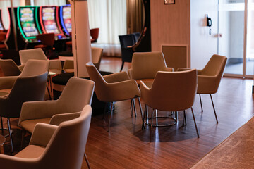 elegant dining room with natural light and arranged tables