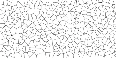 Abstract black and white voronoi diagram illustration of polygonal cell structures in a grid based pattern for creative design