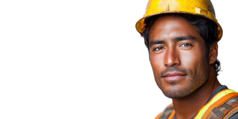 Construction Worker In Safety Gear. Professionalism And Safety In Construction Industry Isolated On Transparent Background