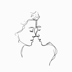 The love of a man and a woman two faces in one line