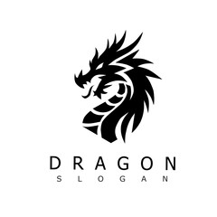 dragon head logo in a tribal style, symbolizing strength, power, and mystery. Perfect for gaming, martial arts, or fantasy-themed branding