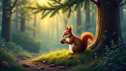 Squirrel under the tree