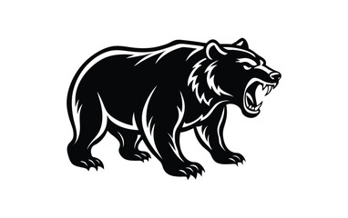 Fierce black bear roaring aggressively with bared teeth