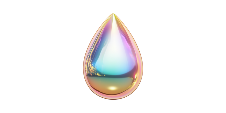 Iridescent Teardrop Shape. Symbolizes Elegance And Modern Design Isolated On Transparent Background