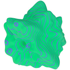 Organic 3D Blobs in Blue and Green with Striped Topographic Lines – Abstract Wavy Shapes, Sculptural Geometry, Smooth Surface Flow, Digital Art Forms, Futuristic Artistic Volumes, Soft Gradients
