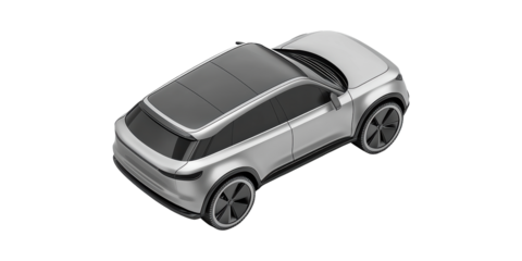 Futuristic Silver Suv Concept Car Design. Innovation In Automotive Technology Isolated On Transparent Background