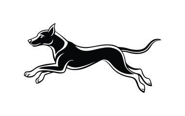 Stylized black silhouette of a great dane dog running