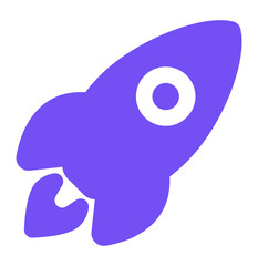 Vibrant Purple Rocket Icon for Startup, Business Launch, Growth, Speed, and Innovation Concepts