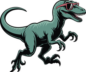 A cool dinosaur wearing sunglasses transparent vector png