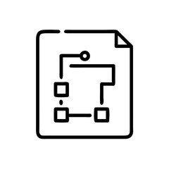 Fototapeta premium Black and white icon of a document with a flowchart diagram showing process and connections on paper