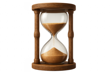 Hourglass with Falling Sand Measuring Remaining Time on Transparent Background