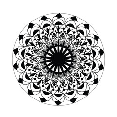 Monochrome ethnic mandala design. Anti-stress coloring page for adults. Hand drawn illustration