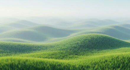 Green Hills Landscape with Fog Rolling in