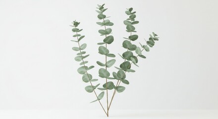 Obraz premium Eucalyptus Stems Arrangement on White Background for Decoration