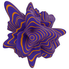 Organic 3D Abstract Shapes with Violet and Orange Stripes – Fluid Sculptural Forms, Wavy Topographic Lines, Soft Volumes, Bold Contrast Geometry, Artistic Digital Blobs
