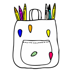 Colorful Backpack Icon – Fun Doodle Style Vector with Transparent Background