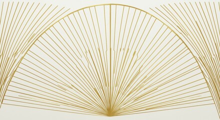 Abstract Gold Metal Arches Geometric Design on White Background