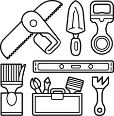 Fototapeta premium Collection of construction and painting tools, ready for use.